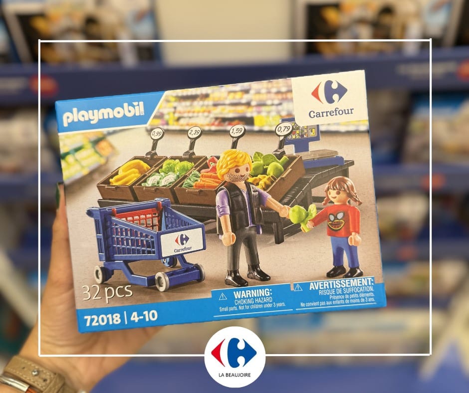 Une boîte de jouet Carrefour Playmobil