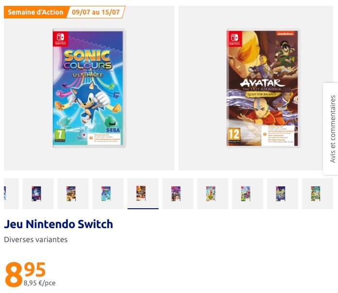 Promo jeux Action Nintendo Switch Promo jeux Action Nintendo Switch