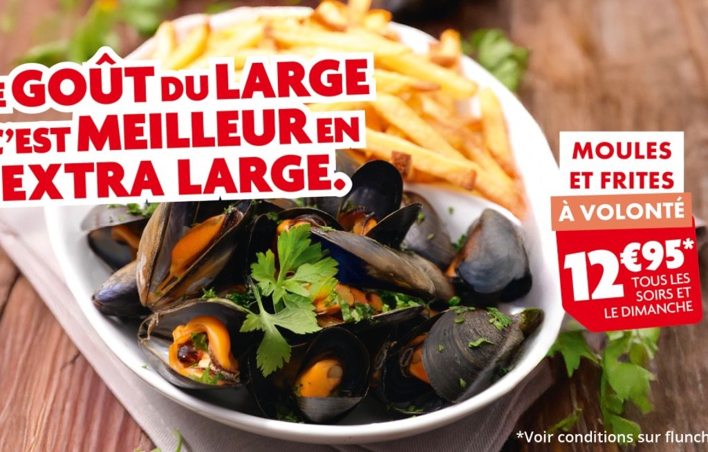 Moules frites à volonté chez Flunch aux dates de l'été