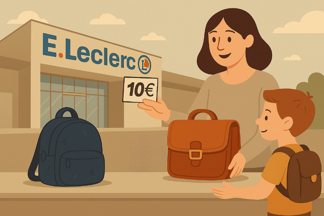 Opération reprise et recyclage d'ancien cartable et sac à dos chez Leclerc